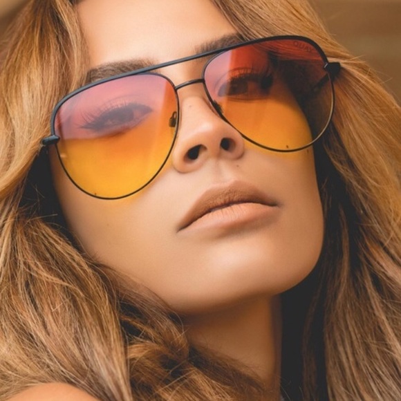 Quay x Desi Sahara orange yellow Fade Sunglasses - Picture 2 of 6